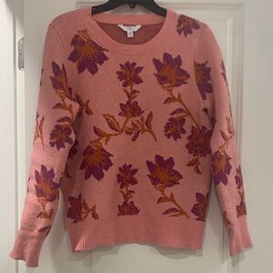 Time and Tru Pink and Purple Floral Sweater